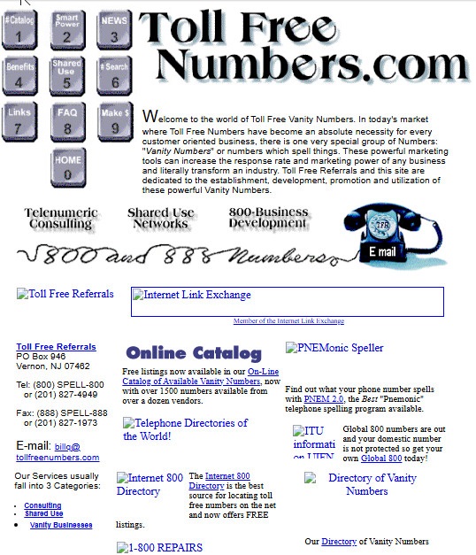 TollFreeNumbers.com in 1996